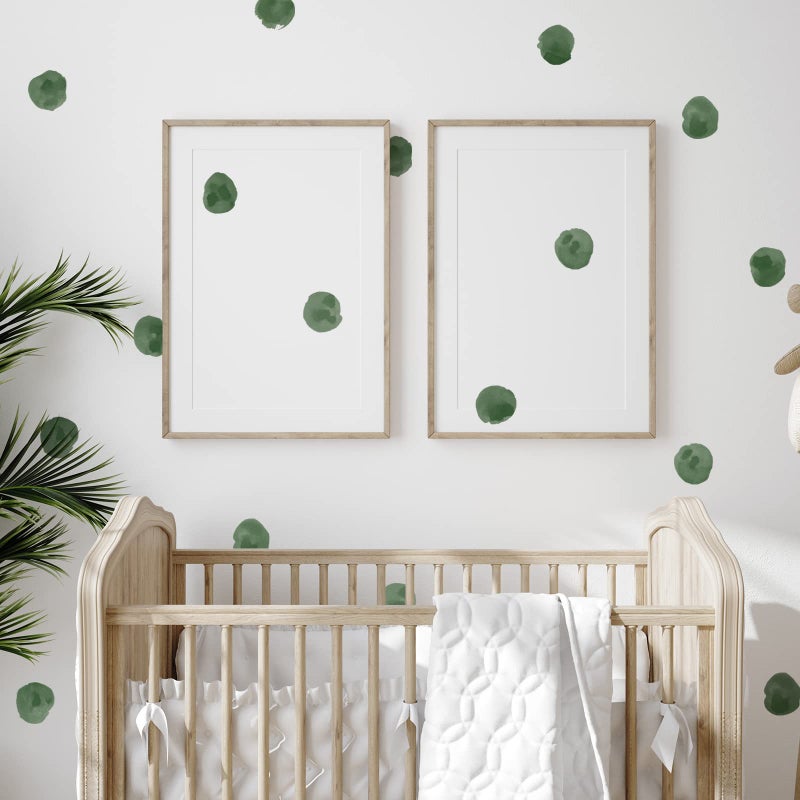 ROFARSO 120 Decals 2.2'' Blackish Green Watercolor Polka Dots Wall Decals Stickers DIY Removable Peel & Stick Wall Art Decorations Home Decor for Nursery Bedroom Living Room Playing Room - Image 1